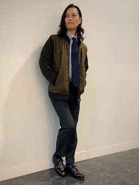 「アイテム（ビジネスシャツ）」を使った、BRICK HOUSE シャツ工房 福井フェアモール店さん（メンズ・167cm）の秋コーディネート