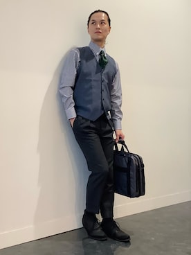 「アイテム（ビジネスバッグ）」を使った、BRICK HOUSE シャツ工房 福井フェアモール店さん（メンズ・167cm）の秋コーディネート