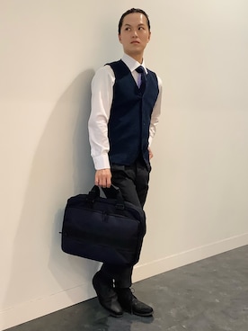「アイテム（ビジネスシャツ）」を使った、BRICK HOUSE シャツ工房 福井フェアモール店さん（メンズ・167cm）の秋コーディネート