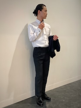 「アイテム（ビジネスシャツ）」を使った、BRICK HOUSE シャツ工房 福井フェアモール店さん（メンズ・167cm）の秋コーディネート