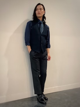 「アイテム（ビジネスシャツ）」を使った、BRICK HOUSE シャツ工房 福井フェアモール店さん（メンズ・167cm）の秋コーディネート