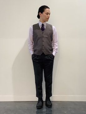 「アイテム（ビジネスシャツ）」を使った、BRICK HOUSE シャツ工房 福井フェアモール店さん（メンズ・167cm）の秋コーディネート