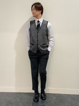 「アイテム（ビジネスシャツ）」を使った、BRICK HOUSE シャツ工房 福井フェアモール店さん（メンズ・167cm）の冬コーディネート