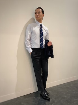 「アイテム（ビジネスシャツ）」を使った、BRICK HOUSE シャツ工房 福井フェアモール店さん（メンズ・167cm）の秋コーディネート