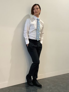 「TOKYO SHIRTS（トウキョウシャツ）のアイテム（ビジネスシャツ）」を使った、BRICK HOUSE シャツ工房 福井フェアモール店さん（メンズ・167cm）の春コーディネート