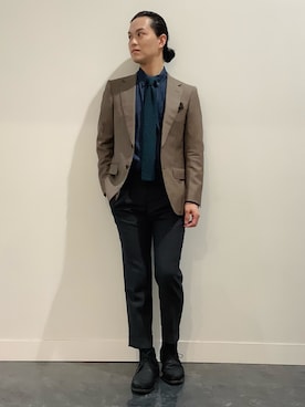 「BRICK HOUSE by TOKYO SHIRT（ブリックハウス）のアイテム（ネクタイ）」を使った、BRICK HOUSE シャツ工房 福井フェアモール店さん（メンズ・167cm）の秋コーディネート