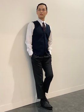 「アイテム（ビジネスシャツ）」を使った、BRICK HOUSE シャツ工房 福井フェアモール店さん（メンズ・167cm）の夏コーディネート