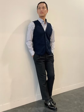 「アイテム（ビジネスシャツ）」を使った、BRICK HOUSE シャツ工房 福井フェアモール店さん（メンズ・167cm）の夏コーディネート