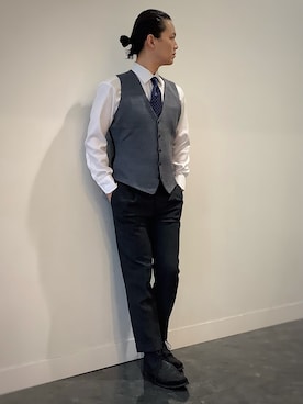 「アイテム（ビジネスシャツ）」を使った、BRICK HOUSE シャツ工房 福井フェアモール店さん（メンズ・167cm）の秋コーディネート