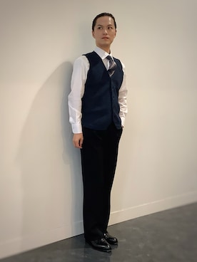 「アイテム（ビジネスシャツ）」を使った、BRICK HOUSE シャツ工房 福井フェアモール店さん（メンズ・167cm）の秋コーディネート