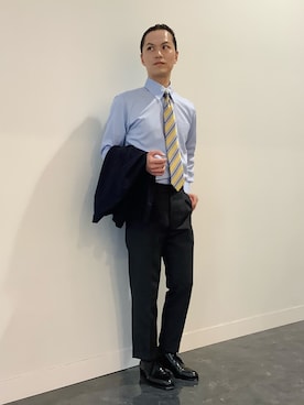 「アイテム（ビジネスシャツ）」を使った、BRICK HOUSE シャツ工房 福井フェアモール店さん（メンズ・167cm）の秋コーディネート