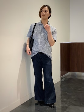 「TOKYO SHIRTS（トウキョウシャツ）のフラワープリント ポロシャツ（ポロシャツ、グレー系）」を使った、BRICK HOUSE シャツ工房 福井フェアモール店さん（メンズ・167cm）の春コーディネート