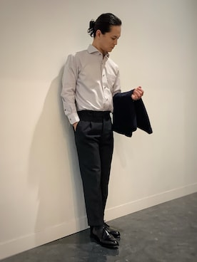 「アイテム（ビジネスシャツ）」を使った、BRICK HOUSE シャツ工房 福井フェアモール店さん（メンズ・167cm）の秋コーディネート