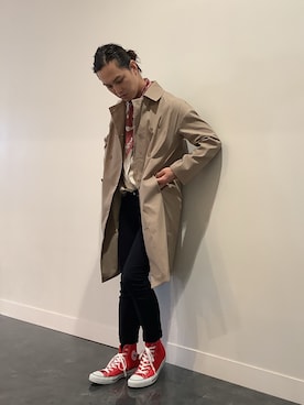 「BRICK HOUSE by TOKYO SHIRT」｜「アイテム（トレンチコート）」を使った、BRICK HOUSE シャツ工房 福井フェアモール店さん（メンズ・168cm）の秋コーディネート