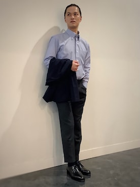 「アイテム（ビジネスシャツ）」を使った、BRICK HOUSE シャツ工房 福井フェアモール店さん（メンズ・167cm）の秋コーディネート