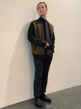 「アイテム（ビジネスシャツ）」を使った、BRICK HOUSE シャツ工房 福井フェアモール店さん（メンズ・167cm）の秋コーディネート