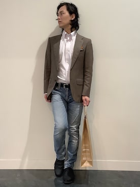 「アイテム（ビジネスシャツ）」を使った、BRICK HOUSE シャツ工房 福井フェアモール店さん（メンズ・167cm）の冬コーディネート