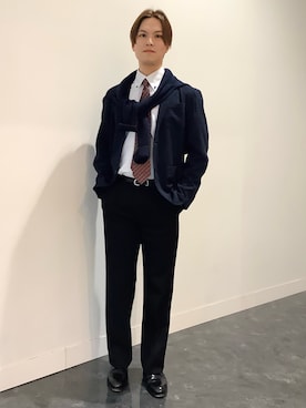 「アイテム（ビジネスシャツ）」を使った、BRICK HOUSE シャツ工房 福井フェアモール店さん（メンズ・167cm）の冬コーディネート