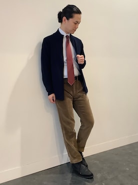 「アイテム（ビジネスシャツ）」を使った、BRICK HOUSE シャツ工房 福井フェアモール店さん（メンズ・167cm）の秋コーディネート