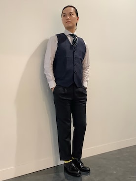 「BRICK HOUSE by TOKYO SHIRT（ブリックハウス）のアイテム（ネクタイ）」を使った、BRICK HOUSE シャツ工房 福井フェアモール店さん（メンズ・167cm）の秋コーディネート