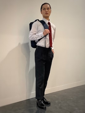 「アイテム（ビジネスシャツ）」を使った、BRICK HOUSE シャツ工房 福井フェアモール店さん（メンズ・167cm）の秋コーディネート