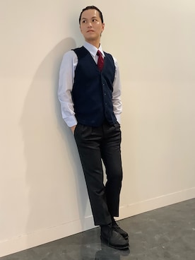 「アイテム（ビジネスシャツ）」を使った、BRICK HOUSE シャツ工房 福井フェアモール店さん（メンズ・167cm）の夏コーディネート