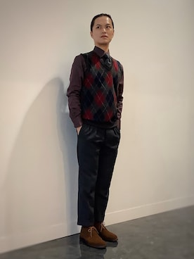 「アイテム（ビジネスシャツ）」を使った、BRICK HOUSE シャツ工房 福井フェアモール店さん（メンズ・167cm）の秋コーディネート