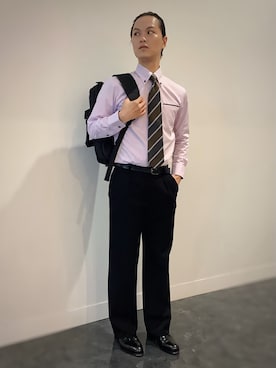 「アイテム（ビジネスシャツ）」を使った、BRICK HOUSE シャツ工房 福井フェアモール店さん（メンズ・167cm）の秋コーディネート