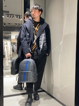 「アイテム（バックパック/リュック）」を使った、Yoshiさん（メンズ・181cm）の冬コーディネート