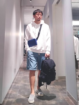 「ARMANI EXCHANGE（アルマーニエクスチェンジ）のアイテム」を使った、Yoshiさん（メンズ・181cm）の夏コーディネート