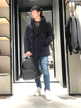 「アイテム（ピーコート）」を使った、Yoshiさん（メンズ・181cm）の秋コーディネート