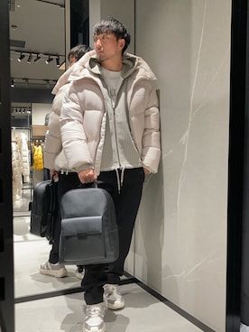 「アイテム（バックパック/リュック）」を使った、Yoshiさん（メンズ・181cm）の冬コーディネート