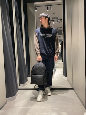 「アイテム（バックパック/リュック）」を使った、Yoshiさん（メンズ・181cm）の秋コーディネート