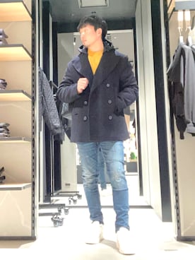 「アイテム（ピーコート）」を使った、Yoshiさん（メンズ・181cm）の秋コーディネート