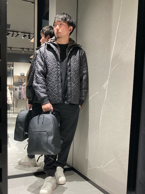 ARMANI◎新品タグ付 圧倒的高級感 クロコ 総柄 フーデットコート セール】【A|X アルマーニ エクスチェンジ】オールオーバー