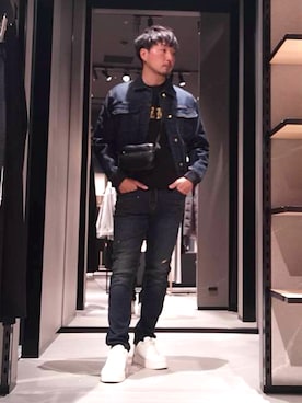 「ARMANI EXCHANGE（アルマーニエクスチェンジ）の【A|X アルマーニ エクスチェンジ】レースアップスニーカー（スニーカー）」を使った、Yoshiさん（メンズ・181cm・30代）の秋コーディネート