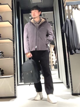 「アイテム（ムートンコート）」を使った、Yoshiさん（メンズ・181cm）の秋コーディネート