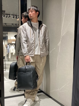 「アイテム（ナイロンジャケット）」を使った、Yoshiさん（メンズ・181cm）の冬コーディネート