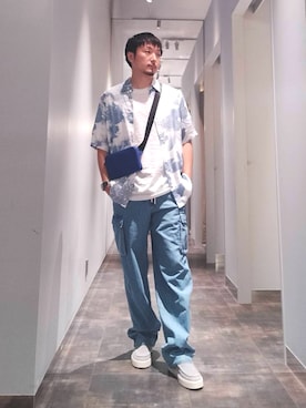 「ARMANI EXCHANGE（アルマーニエクスチェンジ）のアイテム」を使った、Yoshiさん（メンズ・181cm）の夏コーディネート