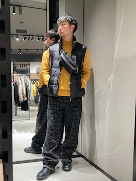 「アイテム（ダウンベスト）」を使った、Yoshiさん（メンズ・181cm）の冬コーディネート