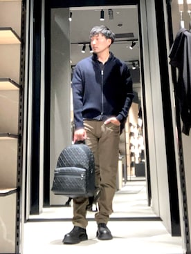 「アイテム（ポロシャツ）」を使った、Yoshiさん（メンズ・181cm）の秋コーディネート