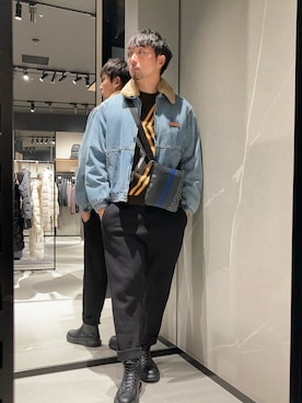 「アイテム（スラックス）」を使った、Yoshiさん（メンズ・181cm・30代）の冬コーディネート