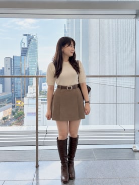 「GU（ジーユー）のアイテム（スカート）」を使った、cananさん（レディース・150cm）の秋コーディネート