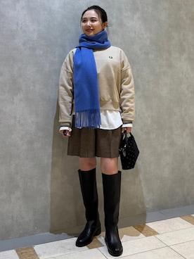 「FRED PERRY（フレッドペリー）のアイテム」を使った、源さん（レディース・150cm）の冬コーディネート
