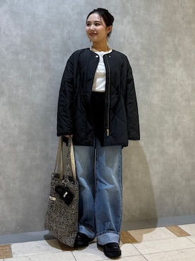 「Levi's（リーバイス）のLevi’s:RIBCAGE WIDE LEG（デニムパンツ、ブルー系）」を使った、源さん（レディース・150cm）の秋コーディネート