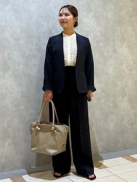 「アイテム（ノーカラージャケット）」を使った、源さん（レディース・150cm）の夏コーディネート