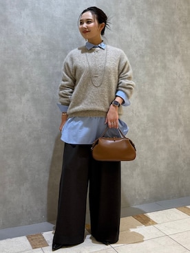 「シャツ×ニット」｜源さん（レディース・150cm）の冬コーディネート