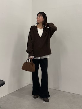 「アイテム（ブローチ/コサージュ）」を使った、Minamiさん（レディース・157cm）の秋コーディネート