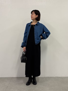 「アイテム（ボストンバッグ）」を使った、Minamiさん（レディース・157cm）の秋コーディネート