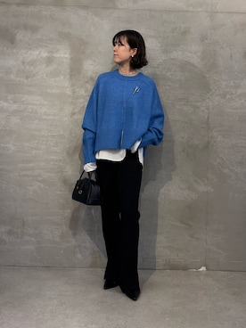 「COLLAGE GALLARDAGALANTE（コラージュガリャルダガランテ）のヤクライクニット/WEB限定カラー展開（ニット/セーター）」を使った、Minamiさん（レディース・157cm）の秋コーディネート